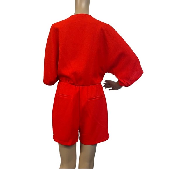 Red‎ Playsuit Romper Shortset by See U Soon V-Neck Dolman Sleeve Size S - Picture 2 of 15